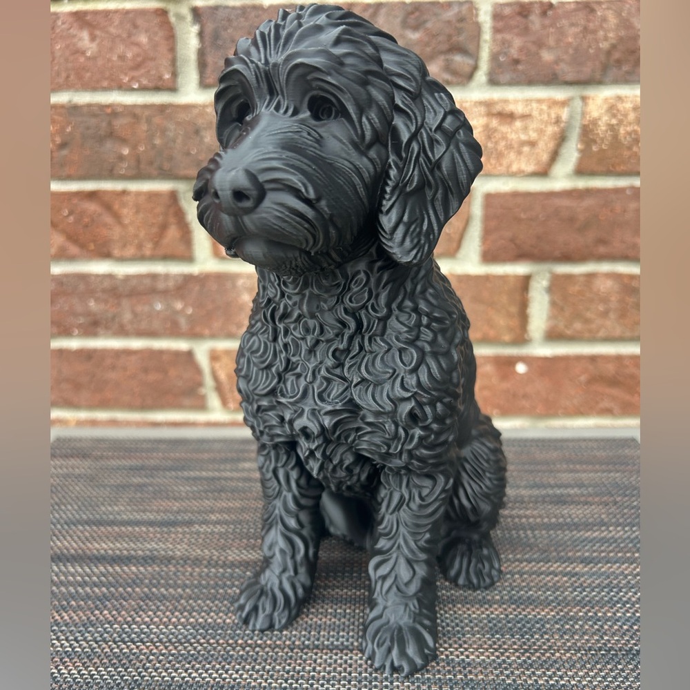 Charming (Black) Golden Doodle Statue